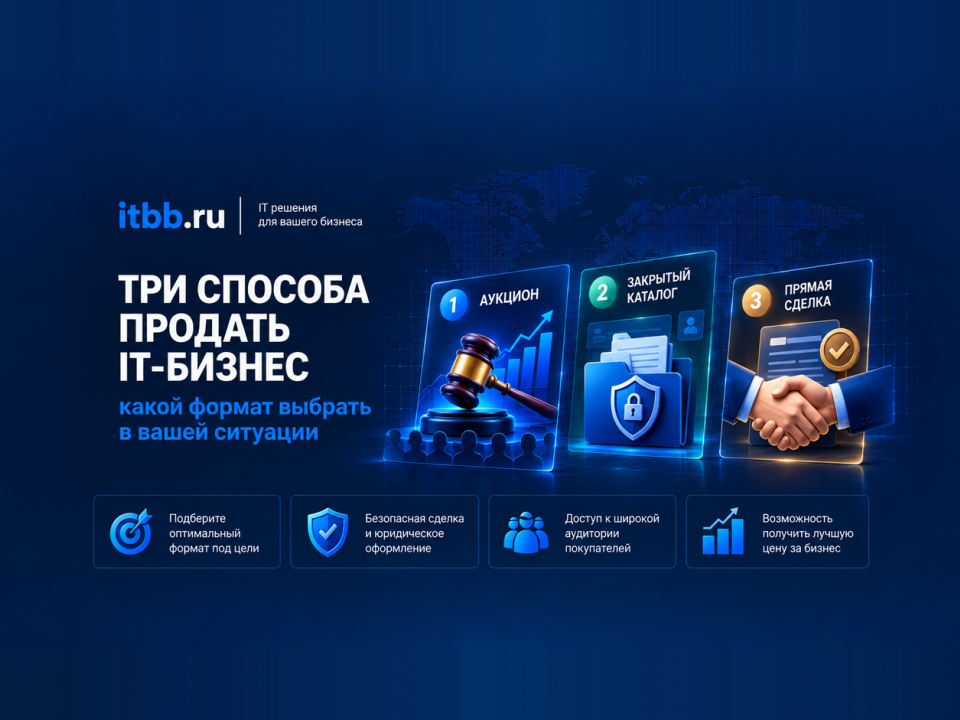 Три способа продать IT-бизнес: аукцион, закрытый каталог или прямая сделка