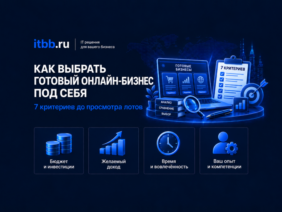 Как выбрать готовый онлайн-бизнес под себя: 7 критериев до просмотра лотов